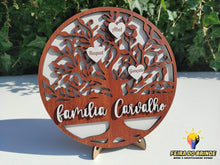 Carregar imagem no visualizador da galeria, Árvore Da Vida Com Nomes - Modelo 2 Carvalho + Branco Decoração