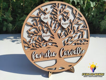 Carregar imagem no visualizador da galeria, Árvore Da Vida Com Nomes - Modelo 2 Faia + Branco Decoração