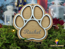 Carregar imagem no visualizador da galeria, Bola De Natal Pet Com Nome - Vários Modelos Pata Modelo 2 Decoração