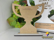 Carregar imagem no visualizador da galeria, Taça Dia Do Pai Com Nome Em Mdf Modelo 1 Placa