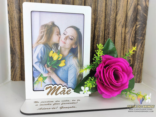 Moldura Mãe com Rosa e Dedicatória - Feira do Brinde