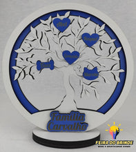 Carregar imagem no visualizador da galeria, Árvore Da Vida Com Nomes Família Mdf Branco + Azul Decoração
