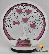 Carregar imagem no visualizador da galeria, Árvore Da Vida Com Nomes Família Mdf Branco + Rosa Decoração
