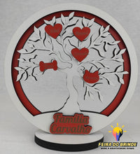 Carregar imagem no visualizador da galeria, Árvore Da Vida Com Nomes Família Mdf Branco + Vermelho Decoração
