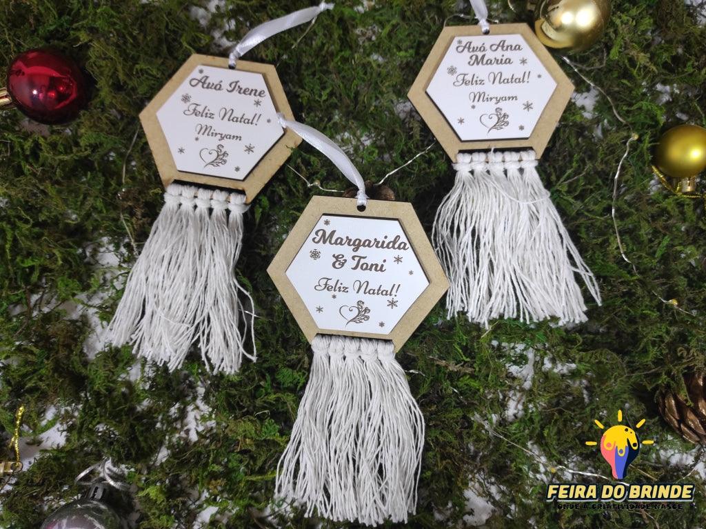 Ornamento De Natal Hexagonal Com Frase - Coração Decoração