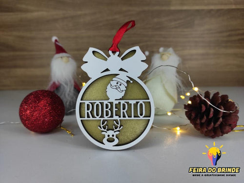 Ornamento De Natal Simples Com Nome (Vários Modelos) Modelo 1 Decoração