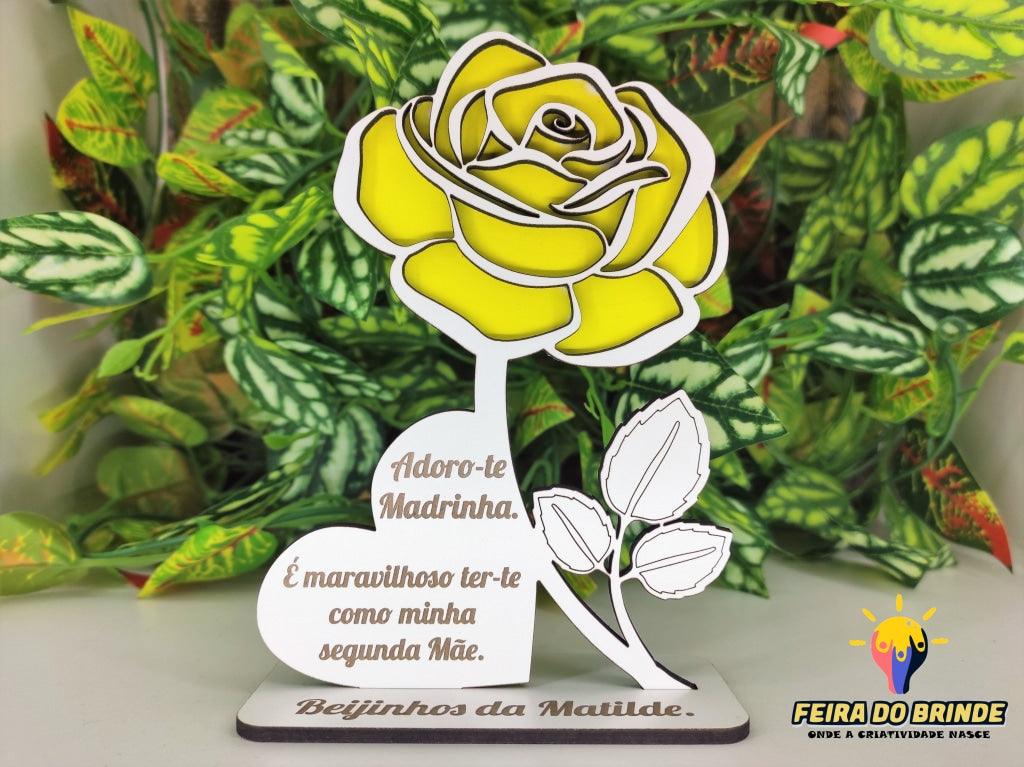 Rosa Com Coração Para Madrinha E Padrinho Placas Decorativas